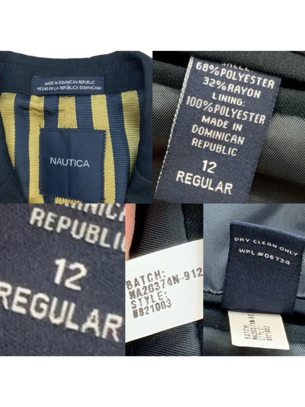 Nautica Boys Brass Button Blazer Jacket 12 Navy Blue